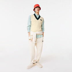 Unisex Lacoste Cable Knit Sweater Vest in Organic Cotton