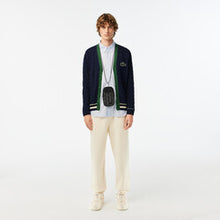 Load image into Gallery viewer, Unisex Lacoste V-neck Cable Knit Organic Cotton Cardigan
