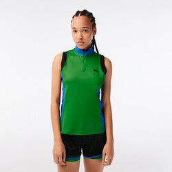 Women’s Lacoste Tennis Sleeveless Zip Neck Polo